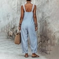 thumbnail image 5 of WULMLEO Women's Striped Loose Fit Square Neck Rompers Sleeveless Minimalist Wide Leg Jumpsuit with Pockets Summer Casual Overall Dressy 2026 Overalls Sky Blue 2XL, 5 of 5
