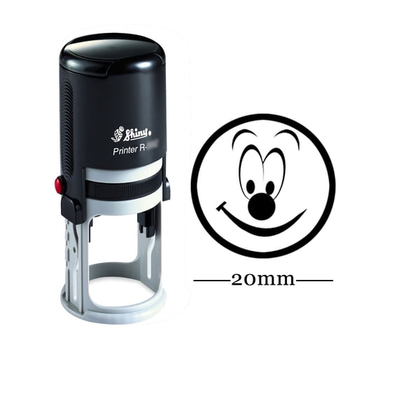 Personalized Custom Shiny 20mm Rubber Mini Stamp HAPPY SMILEY Round Self Inking Kids Teacher Stamp