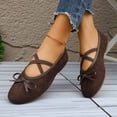thumbnail image 5 of ZACPNCV Womens Plus Size Low Heel Flats Round Toe Bow Breathable Elastic Strap Comfort Shoes, 5 of 9