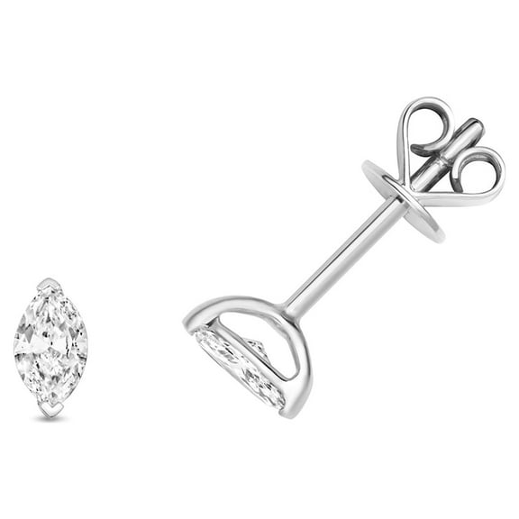 18k White Gold Women Diamond Stud Earrings Marquise Cut 0.32 Carat