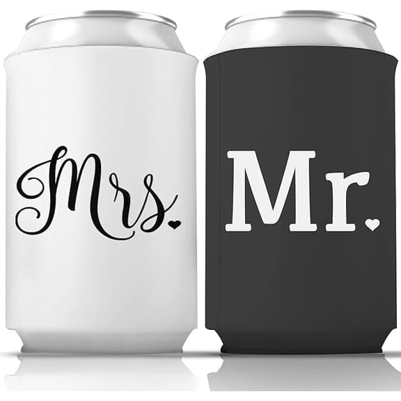 Pretty Robes Premium Polyurethane Foam Insulated Mr and Mrs Couples Drink Sleeves