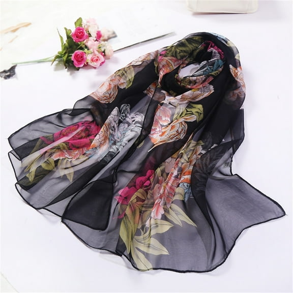 Women's Lightweight Print Floral Pattern Scarf Shawl