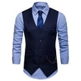 thumbnail image 4 of Yaoyar Men's Dress Vest Suit Waistcoat Business Slim Fit V-neck Sleeveless Tuxedo Jacket with Chain Navy L, 4 of 5