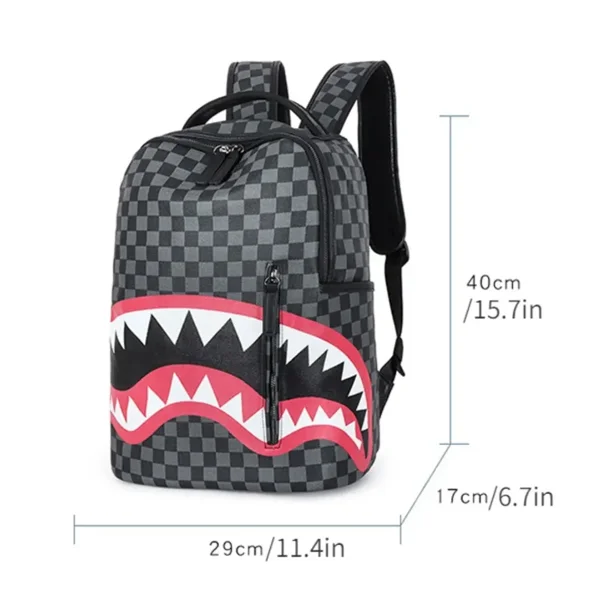 LNGOOR Bape Shark Pu Leather Backpack Multi-Functional Large