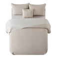 thumbnail image 5 of NSH by New Sega Home 4-Piece Beige Pinsonic Reversible Waffle Textured Quilt Set with Reversible Shams and Decorative Pillow, King, 5 of 9
