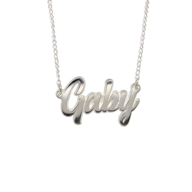 Collar con dije de nombre Gaby ZAB DE MEXICO RECONOCIMIENTOS En Plata ley .925
