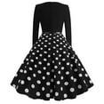 thumbnail image 3 of FAIWAD Women's Polka Dress Long Sleeve Knee-Length A-Line Dress Round Neck Cocktail Party Dress with Belt, 3 of 8
