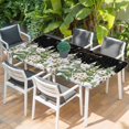 thumbnail image 2 of Christmas Table Cloths for 4 Foot Rectangle Tables, Winter Xmas Trees Snowflakes Country Cabin Black Patio Waterproof Elastic Fitted Tablecloths, Washable Rectangular Table Cover for Camping, 2 of 8