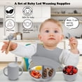 thumbnail image 2 of 6pcs Baby Feeding Set, Silicone Baby Plates Feeding Supplies Included Suction Bowl and Divided Toddler Plate, Baby Spoon, Fork, Bib, Sippy Cup with Straw and Lid, Food Grade BPA Free, Gray, 2 of 7