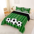 thumbnail image 2 of Erosebridal Soccer Sport Full Size Comforter Sets,Football Court Print Bedding Sets For Kids Teens,Reversible Black 3-Piece, 2 of 7