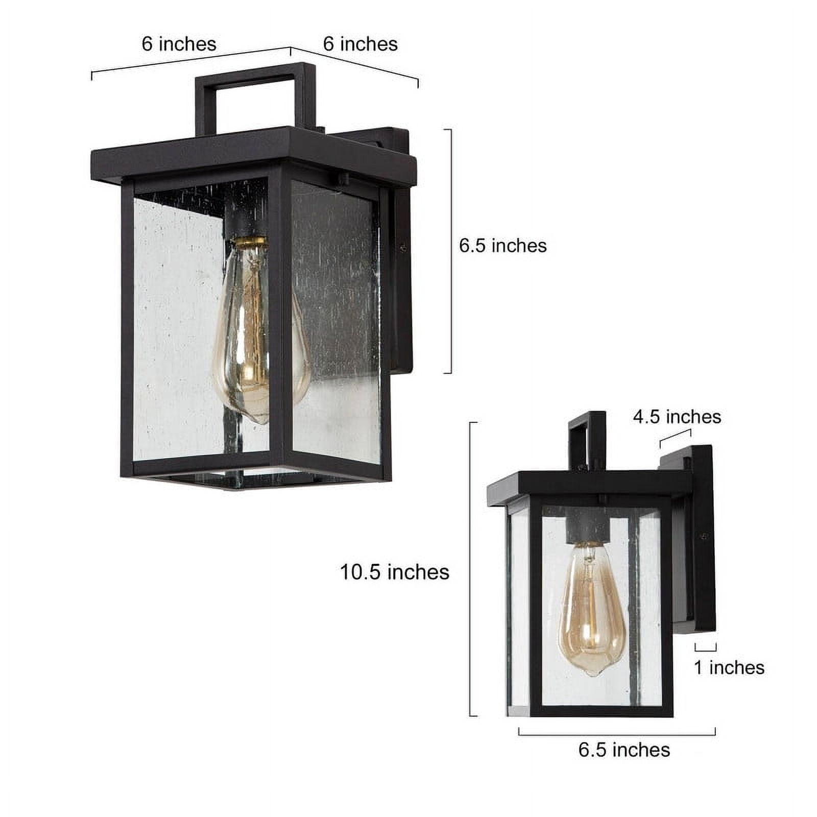 LNC Black Outdoor Wall Lantern withseeded Glass Panels, Modern Rectangularsconce, 10.5" H