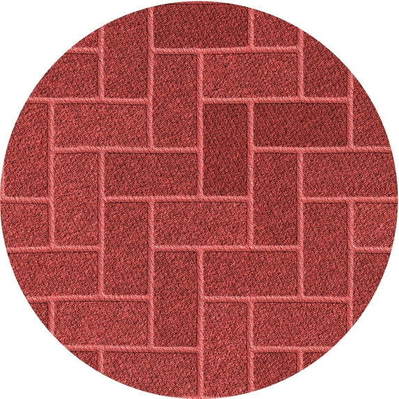 Ahgly Company Machine Washable Indoor Round Transitional Red Area Rugs, 3' Round