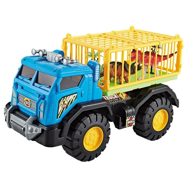 Camión de transporte de dinosaurios, vehículo de ingeniería, juguetes para niños de 3 a 12 años Azul