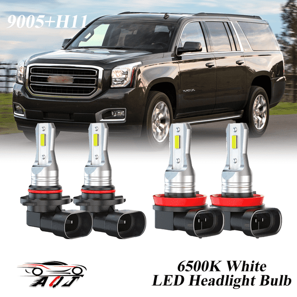 Compatible with GMC Yukon 2017-2020 LED Headlight KIT High Low Beam Combo Bulbs (Pack of 4), 6500K White 10,000LM Super Bright, Plug and Play