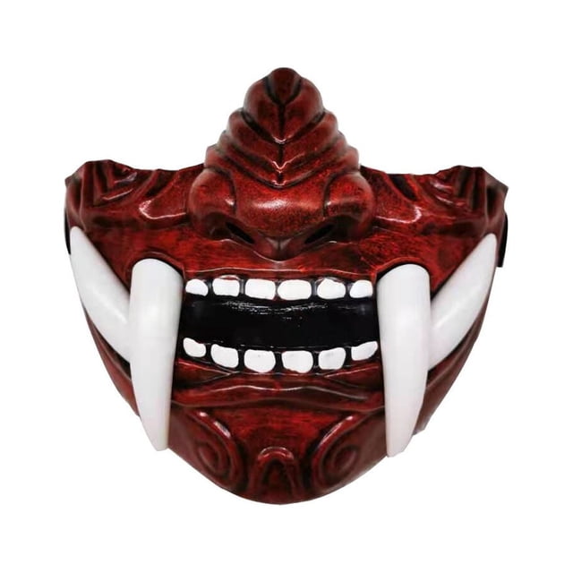 Maojin Halloween Decoration Japanese Hannya Mask De-mon Oni Sam-urai NOH Kabuki Prajna Devil Half Face Mask Cosplay