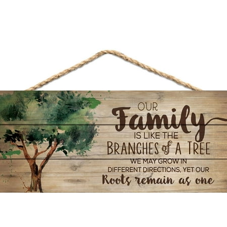 Our Family Like Branches on a Tree 5 x 10 Wood Plank Design Hanging Sign, Made of real wood By P Graham
