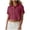 Burgundy, variant on Womens Cotton Tops Breathable Short Sleeve Collared Cropped Shirts Casual Solid Lapel Blouses Shirts with Chest Pocket White