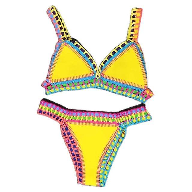 Conjunto De Bikini De Mujer Sexy Traje De Baño Reversible De Cintura Baja De Punto Hecho A Mano,L TUNC Sencillez