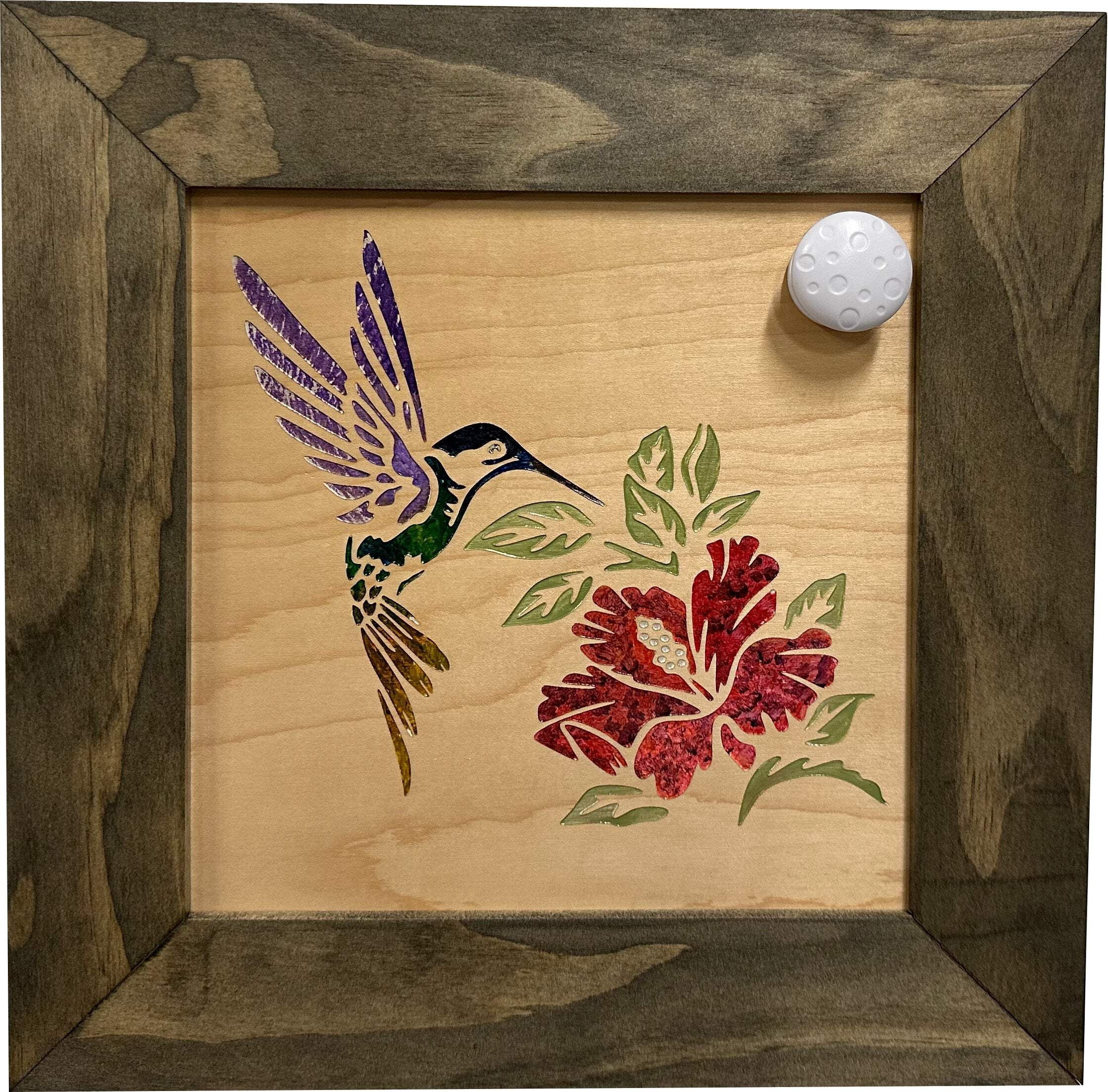 Bellewood Designs Decorative Wooden Gun Safe with Hummingbird and Hibiscus
