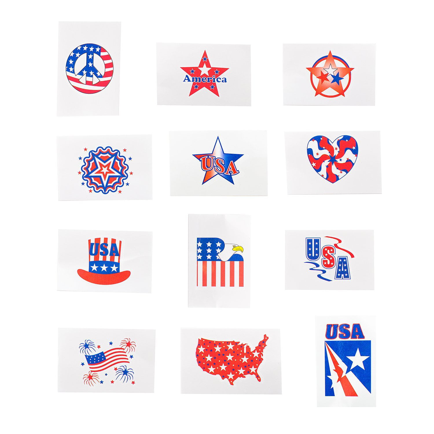 15 Patriotic American Flag Theme Washable Temporary Tattoos for Children   Adults Mini Stick Peel On  Off 144 Pieces by Super Z Outlet   Walmartcom