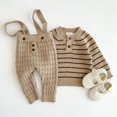 thumbnail image 5 of Autumn Spring Newborn Baby Boys Girls Clothing Suit Long Sleeved Striped Sweater+Strap Pants Infant Baby Knitting Clothes Set, 5 of 6