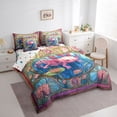 thumbnail image 2 of Erosebridal Kids Pink Axolotl Bedding Comforter Set 7pcs, Ocean Cartoon Animal Queen Bedding Sets, 2 of 7