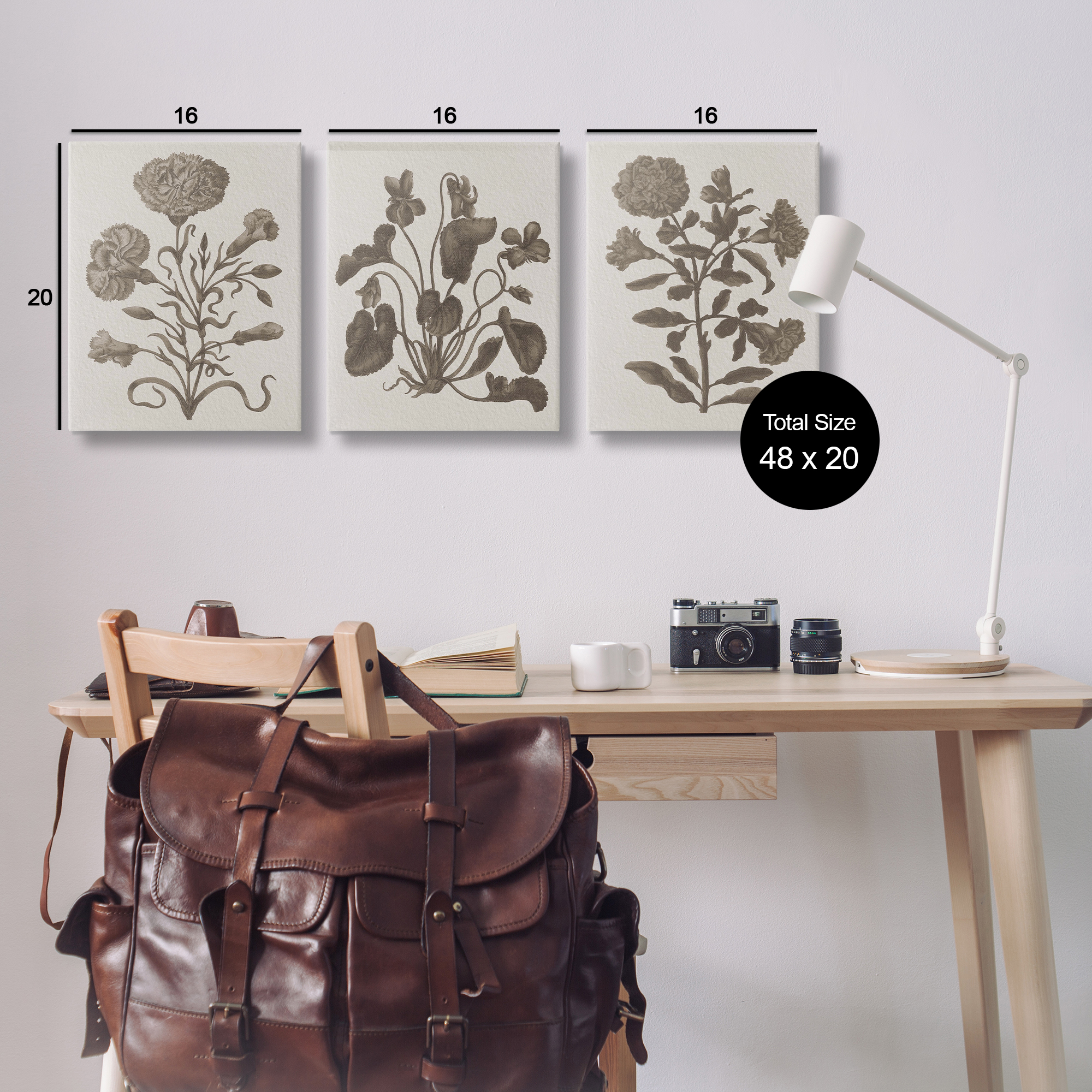 Stupell Industries Vintage Country Botanicals Plants & Flowers Painting Wrapped Canvas Art Print Wall Art, 16 x 20, Set of 3