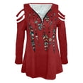 thumbnail image 4 of Fesfesfes Women Tunic Tops Printed Long Sleeve Tops V-Neck Zipper Casual Tops T-shirt, 4 of 4