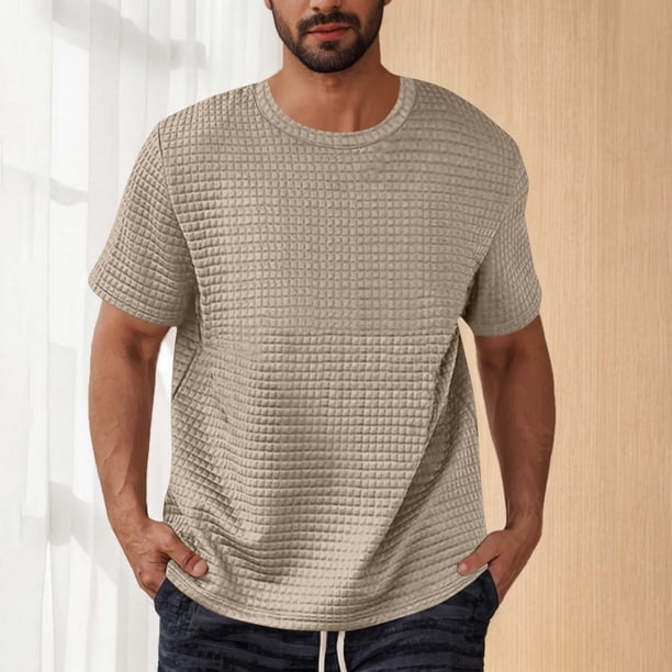 pstuiky camisetas de hombre, Blusas versátiles de cuello redondo y manga corta con estampado de colores sólidos para hombre camisas casuales para hombre l