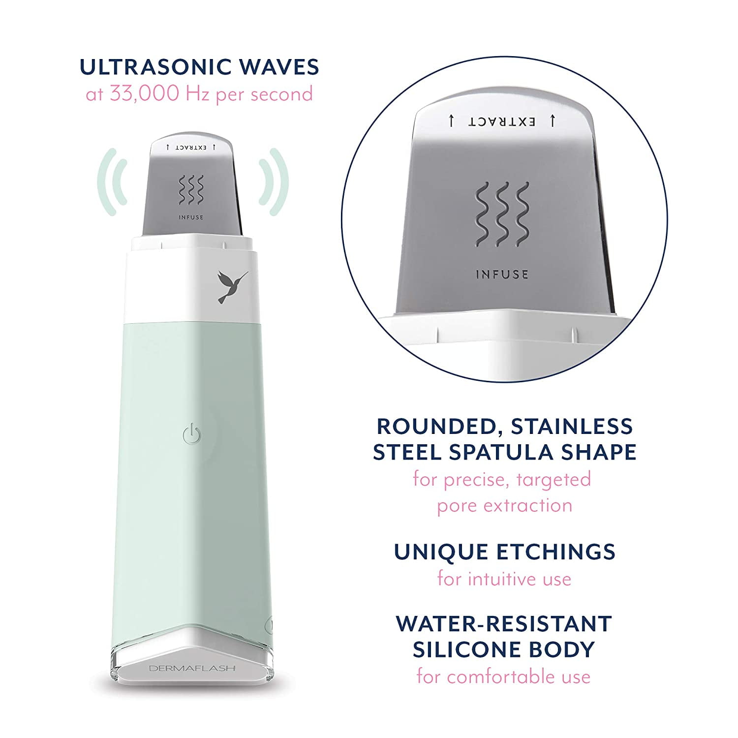 DERMAFLASH DERMAPORE Pore Extractor and Serum Infuser Device, Icy Green