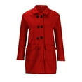 thumbnail image 4 of SELONE Women Pea Coats and Jackets Long Sleeve Jacket Lapel Short Button Up Coat Loose Casual Solid Outerwear with Pockets Winter Overcoat Outwear Coat Clothes for Women Red S, 4 of 5