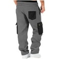 thumbnail image 4 of Havenre Baggy Cargo Sweatpants for Men Drawstring Waist Patchwork Color Block Athletic Joggers with Pockets Loose Soft Cozy Sport Jogging Pants Dark Gray XL, 4 of 8