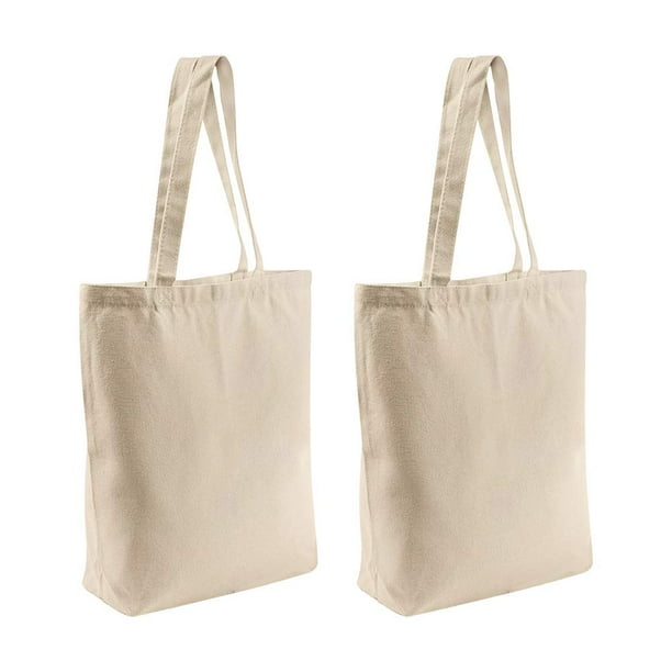 2 uds bolsas de mano multiusos reutilizables bolsas de lona en blanco uso para bolsas de compras de comestibles, bolsas de regalo DIY