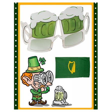 Rhode Island Novelty New St. Patrick's Day Green Beer Mug Glasses Sunglasses