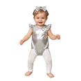 thumbnail image 5 of Hansber 2Pcs Metallic Outfit for Baby Girls Sparkly Romper Toddlers Birthday Party Fancy Dress Up Silver 6-12M, 5 of 7