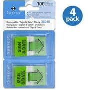 Angle View: (4 pack) (4 Pack) Sparco, SPR38010, "Sign & Date" Preprinted Flags in Dispenser, 100 / Pack, Green