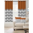 thumbnail image 2 of Fsddascl Grey Chevron Blackout Curtains for Bedroom/Living Room, Thermal Insulated Kitchen Curtains, Geometric Orange Print Wavy Striped White Grommet Darkening Window Treatment Drapes 52"x45"x2, 2 of 8