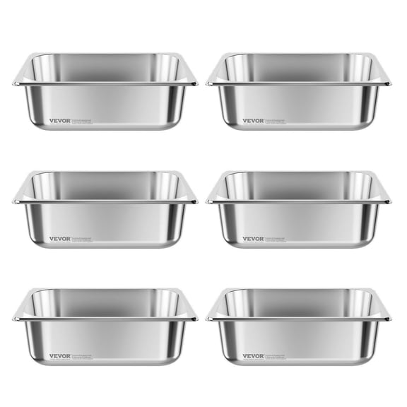 4-Pack Stainless Steel Half-Size Steam Table Pan, 2.5
