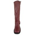thumbnail image 4 of Berness Women Knee High Boots Buckle Strap Riding Side Zippers Short Block Heel SPENCER Red Wine Burgundy 10, 4 of 6
