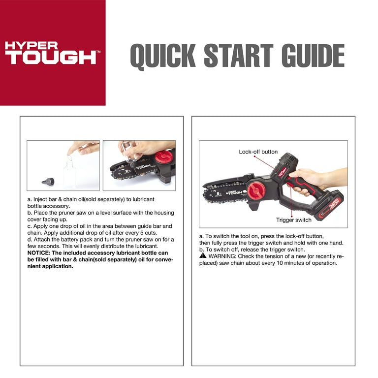 Hyper Tough 20-Volt 6-inch Mini Chainsaw with Battery and