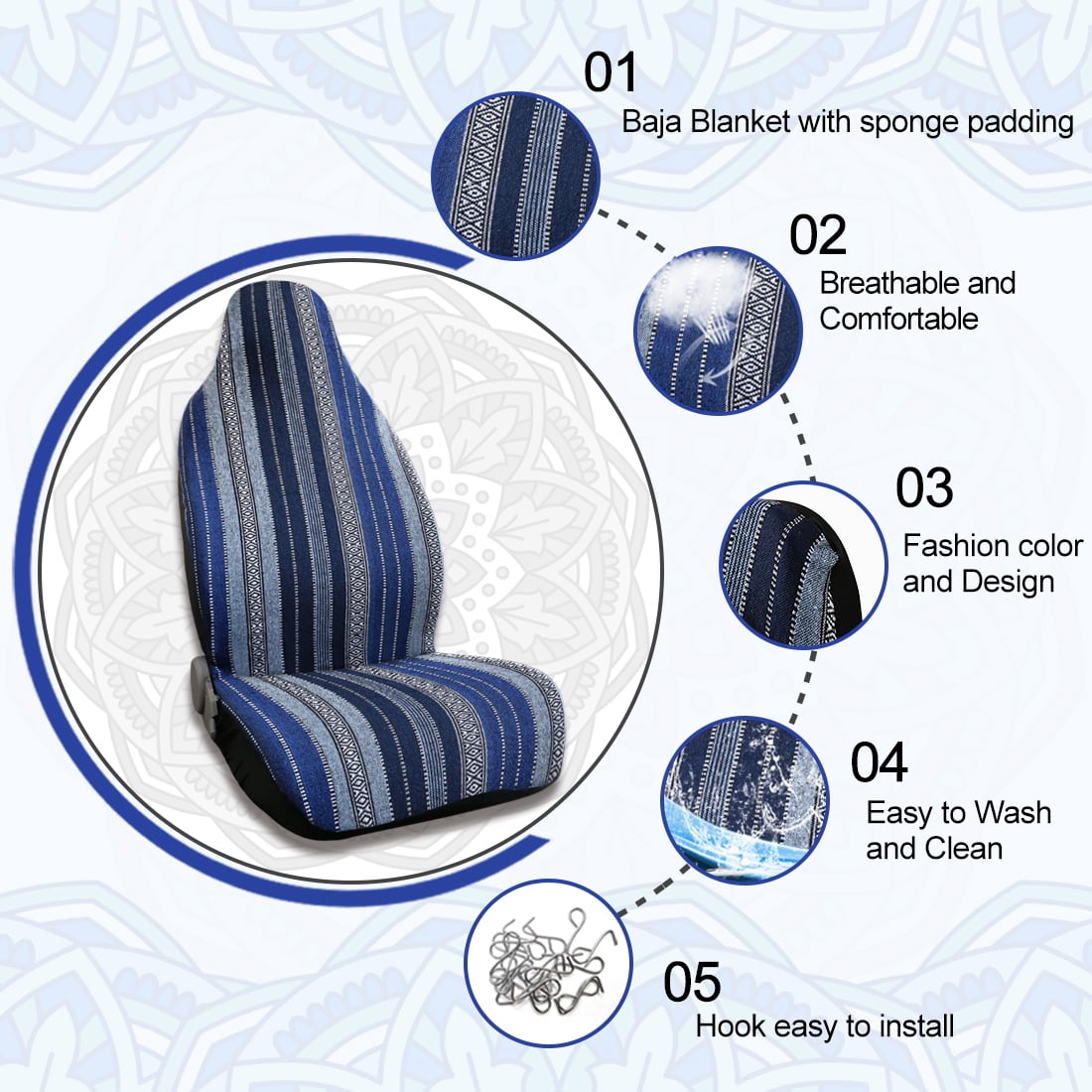 Unique Bargains Universal Durable Baja Blanket Bucket Car Front Seat Cover 2 Pcs