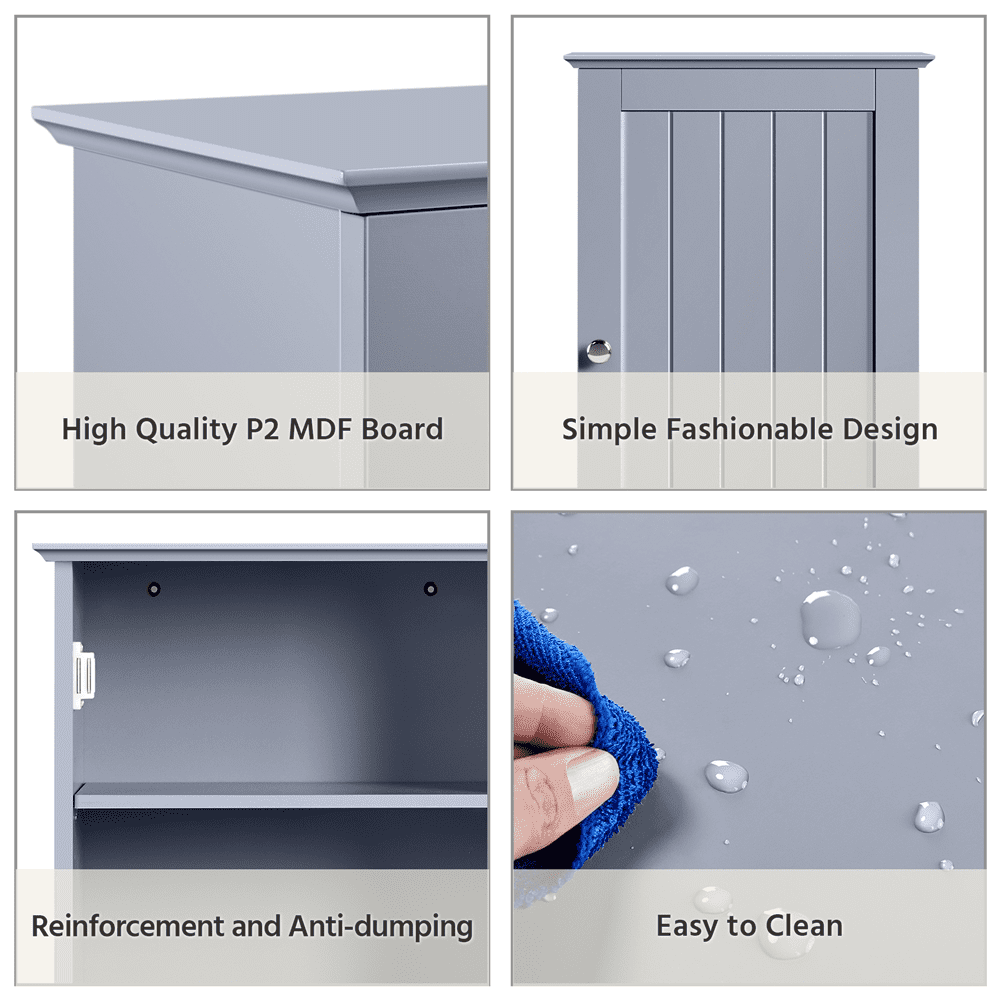 Fullfurnique 3 Tier Adjustable Cabinet for Bathroom/Kitchen/Living Room, Gray