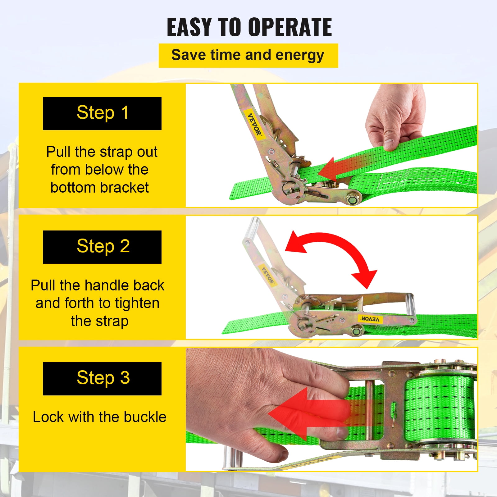 VEVOR Ratchet Tie Down Strap, 15.6ft x 2in Polyester Ratchet Strap 4000 lbs Working Load, 12 PCs Heavy Duty Car Strap w/ Double Hooks, Car Tie Down Strap with Chain Anchors, Security Fastening, Green
