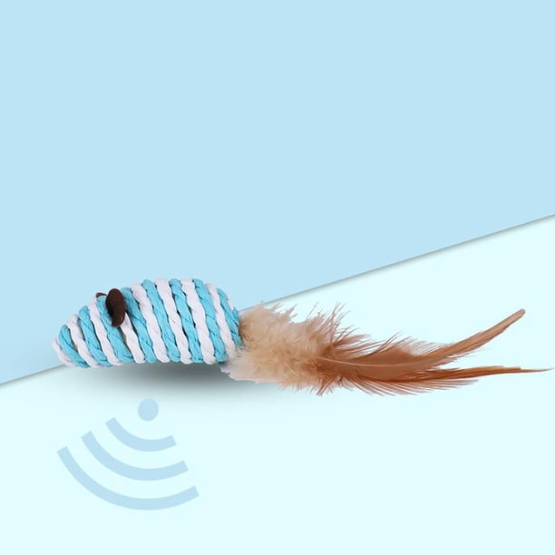 False Mouse With Feather Tail Cat Toy Built In Gravel Multi-color Pet Supplies For Relieve Stress Anxiety He Qiyong unisex