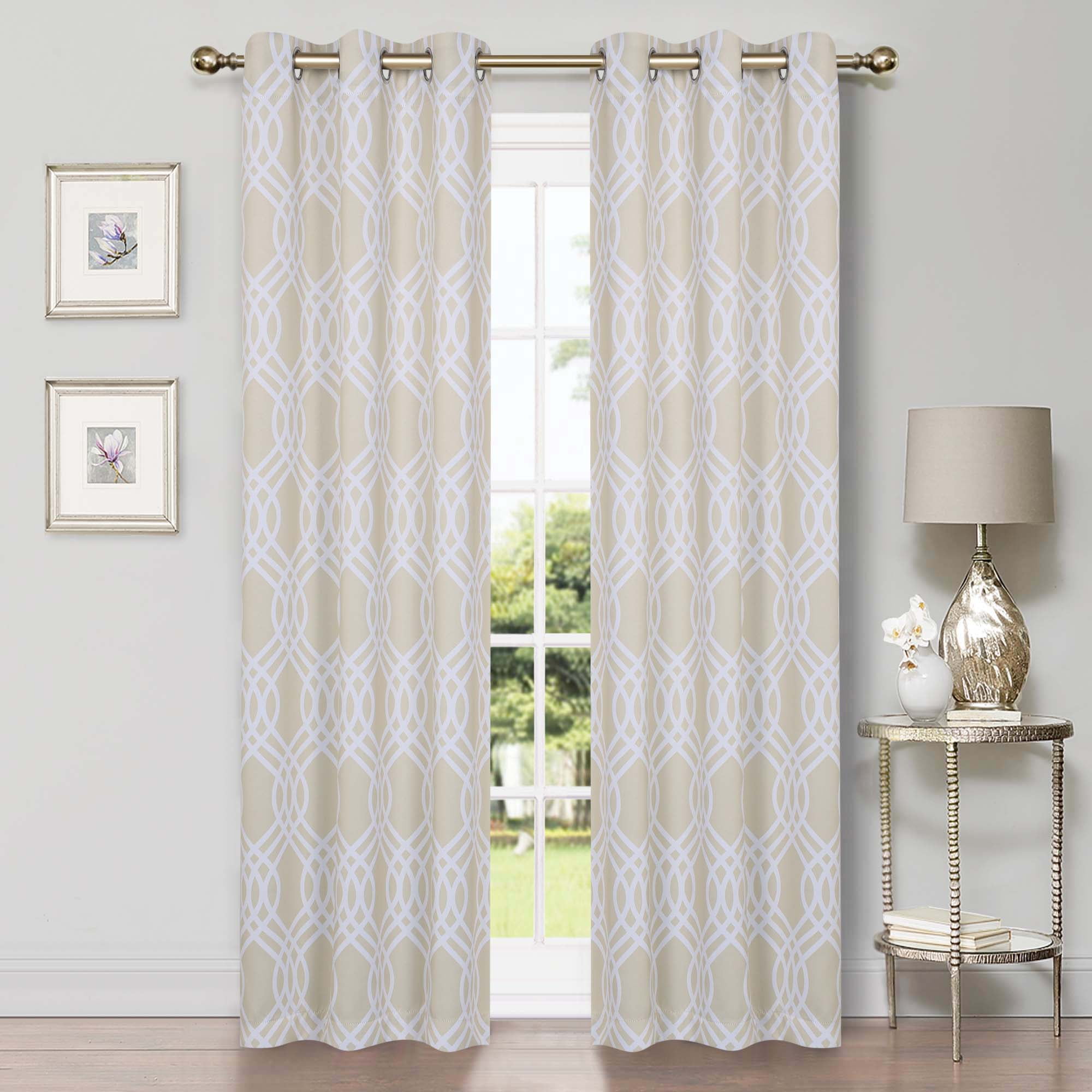 Superior Ribbon Blackout Curtains Set of 2, Grommet Header Cutain Panel Pair, Grey, 52"W x 84"L