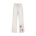 thumbnail image 4 of ZHUGeLI Beach Pants for Women Lightweight Summer Pants Women Casual Cotton Linen Cropped Pants Elastic Waist Drawstring Ethnic Floral Capris Trousers Casual High Waisted Drawstring Beach Pant, 4 of 4