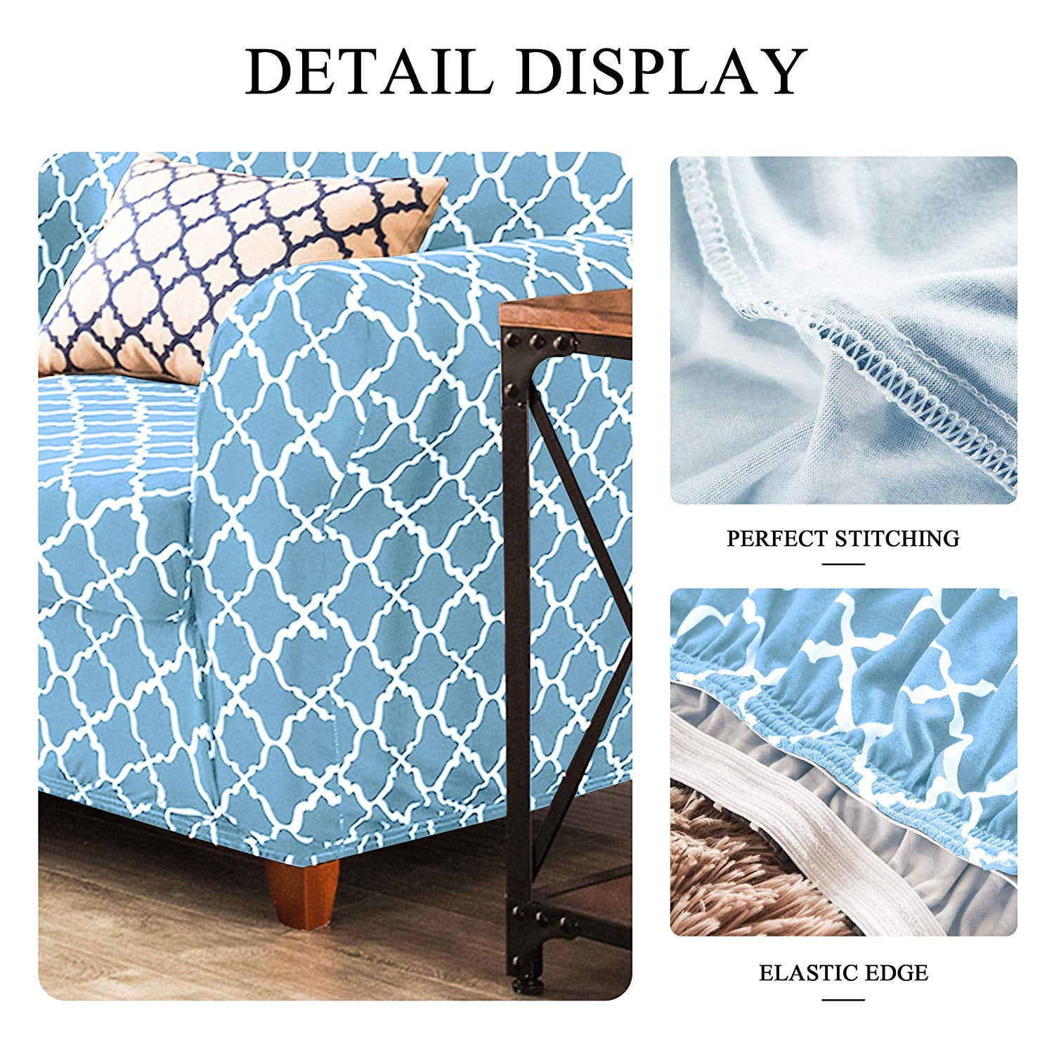Subrtex Sofa Slipcovers Stretch Couch Protector Covers 2-Piece Spandex Printing Furniture Cover Home Decor(Sofa,Blue)