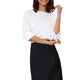 thumbnail image 1 of Blusa de satén INSPIRE CHIC para mujeres, casual elegante, cuello barco, manga 3/4, camisa de trabajo XS blanca, 1 of 6