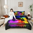 thumbnail image 4 of Homewish 3-Piece Gamer Headphones Keyboard Video Game Abstract Graffiti Splash Queen Comforter Set, Luxury Bedroom Decor, 4 of 8