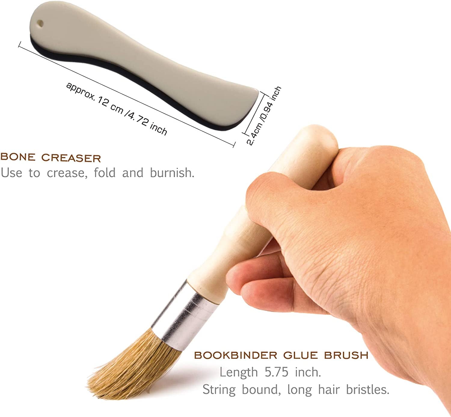 啊啊啊啊 Bookbinding Kits, Bookbinding Supplies Hand Book Binding Starter Tools Set with Genuine Bone Folders, Paper Awl, Large-Eye Needles, Waxed Thread, Binding Ribbon, Glue Brush, Steel Ruler